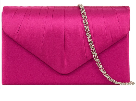 Satin Small Dressy Clutch Bag Fuchia