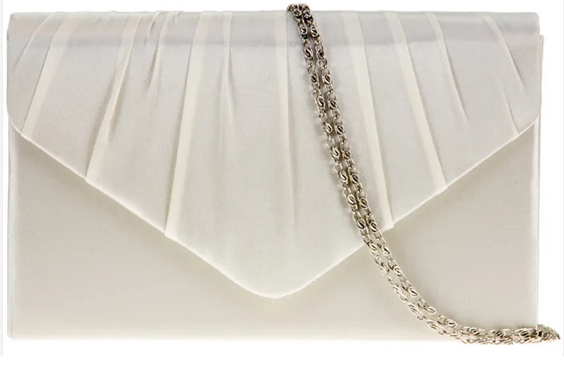 Satin Small Dressy Clutch Bag Ivory