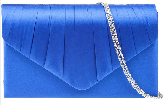 Satin Small Dressy Clutch Bag Royal Blue