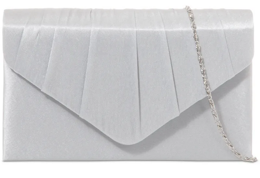 Satin Small Dressy Clutch Bag Silver