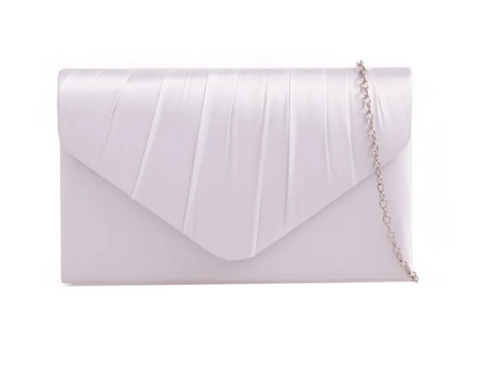Satin Small Dressy Clutch Bag White
