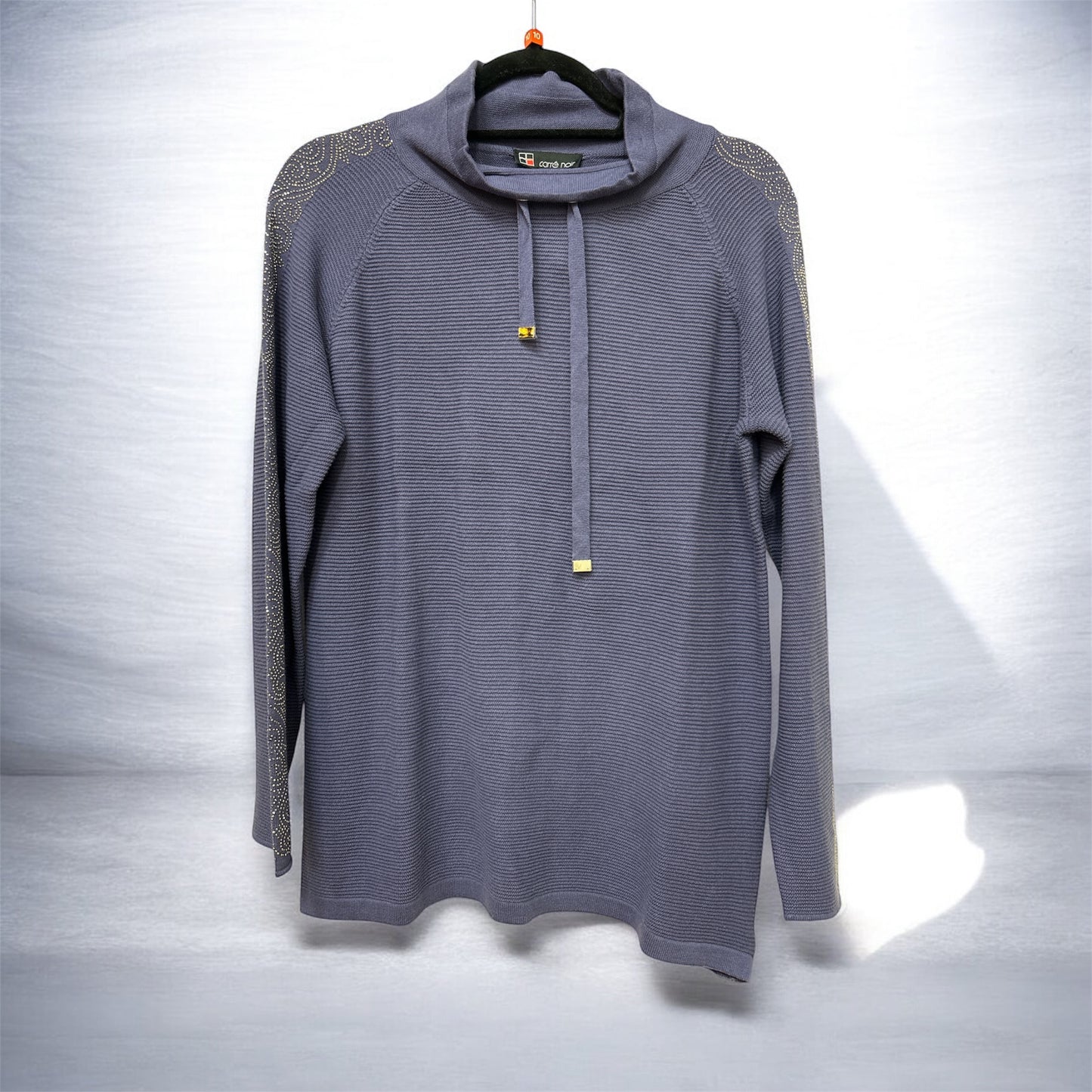 8107 Bling Slve High Neck Ribbed Jumper Lavender