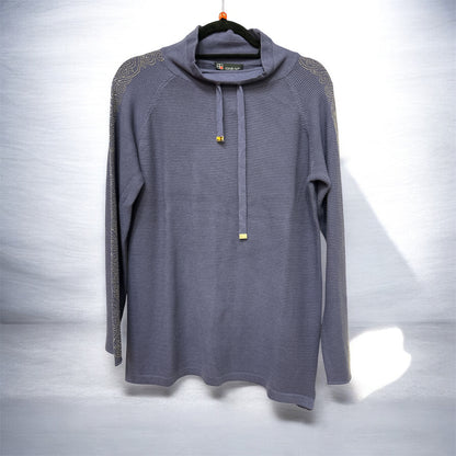 8107 Bling Slve High Neck Ribbed Jumper Lavender