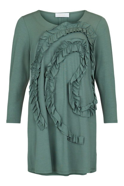 83728 Tunic Top With Ruffle Design Black