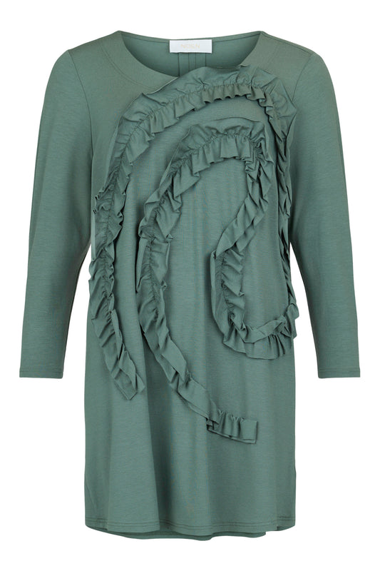 83728 Tunic Top With Ruffle Design Black