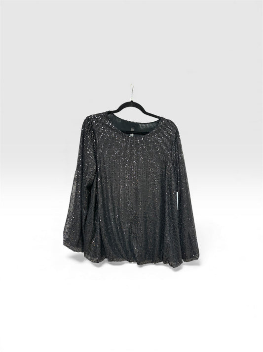 39161 Sequence L/S Balloon Hem Top Black