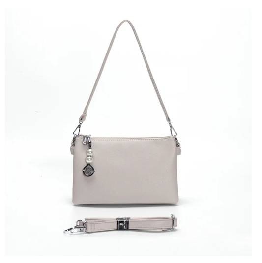 945 ONE ZIP RECTANGLE BAG WITH CHARM Grey
