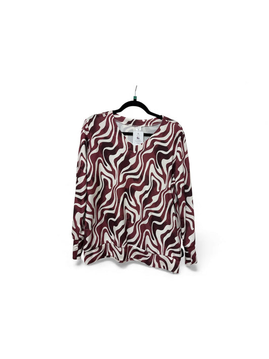 972014 Swirl Print Fine Knit Band Top Beige/Wine