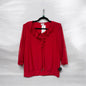 972016 Ruffle Neck Printed 3/4 Slve Top Red