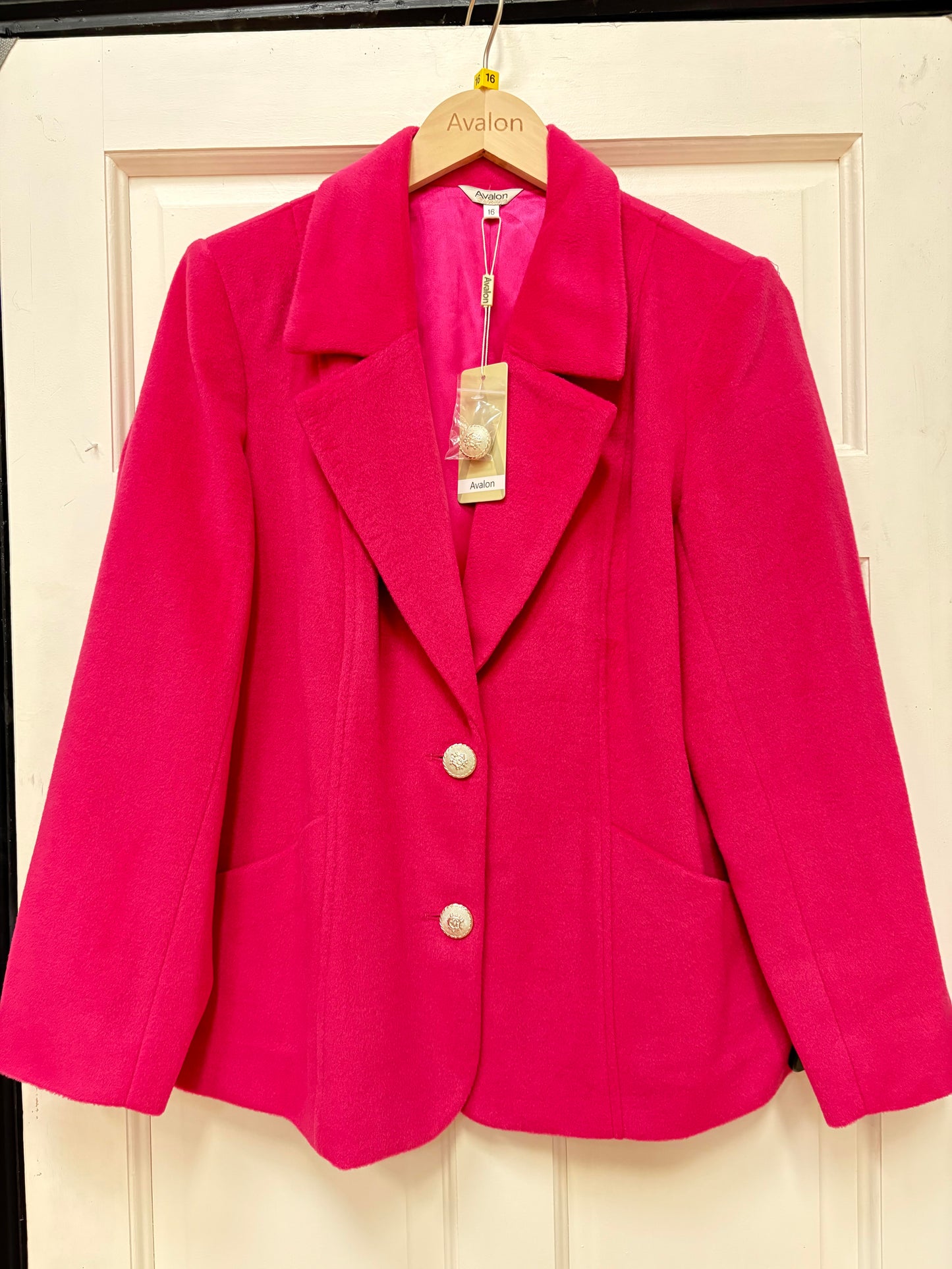 A01 BOILED WOOL LONG LINE BLAZER Fuchia