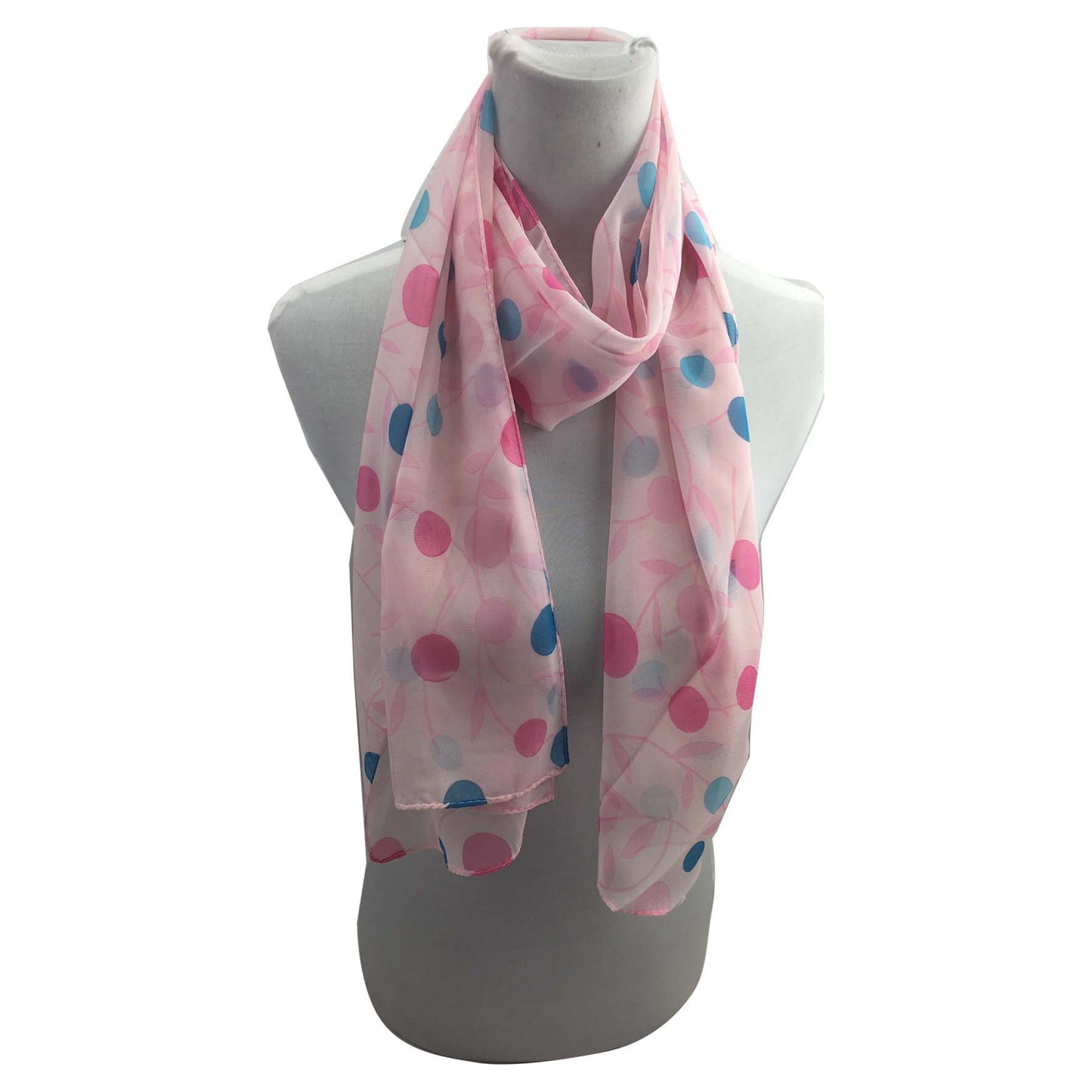 Ab1733-136 LARGE POLKA DOT CHIFFON SCARF Pink