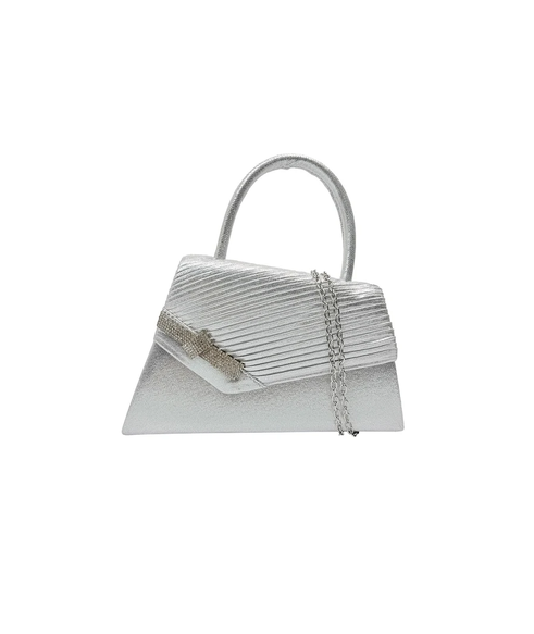 Cb26190-371 Elegant Envelope Style Clutch Bag Silver