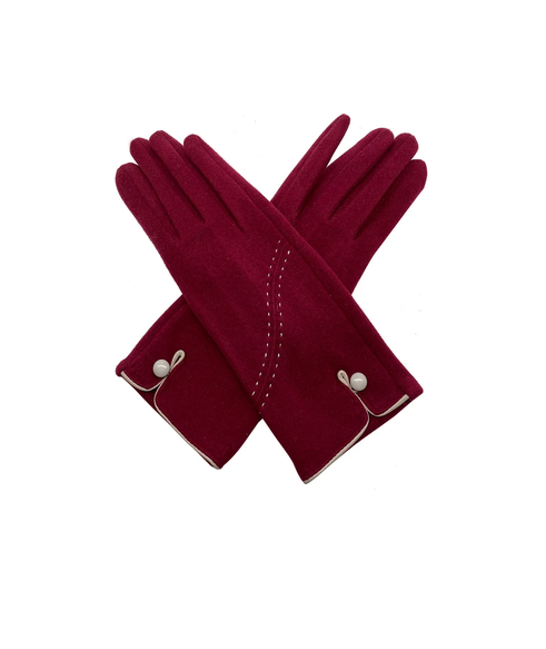 Gv2175-641 Thermal Gloves with Stitch and Button Detail Maroon