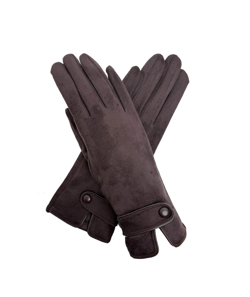 Gv25087-307 Plain Touch Screen Gloves with Single Button Detail on Cuff Brown
