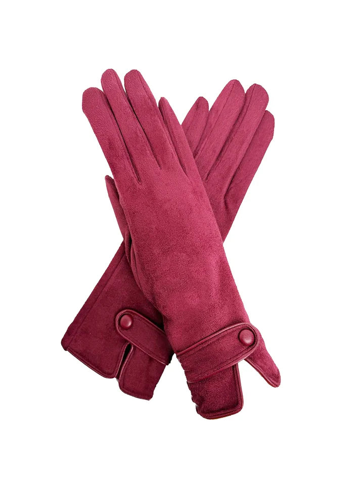 Gv26105-384 Soft Cosy Gloves with Fur Detailed Cuff Maroon