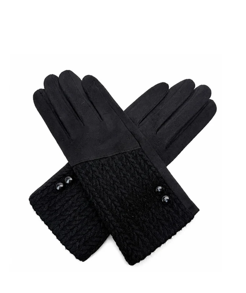 Gv26076-387 Soft Twin Buttons Detailing Gloves Black