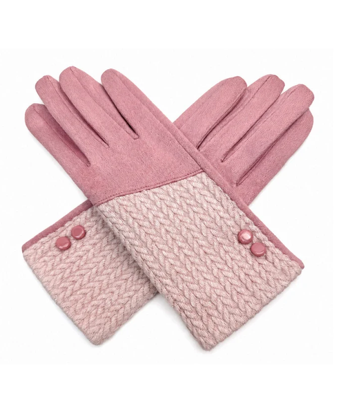 Gv26076-387 Soft Twin Buttons Detailing Gloves Pink