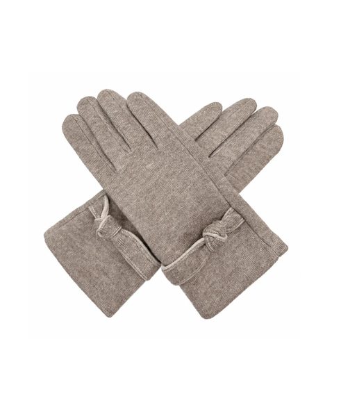 Gv26085-390 Cosy Gloves with Tied Knot Detailing Beige