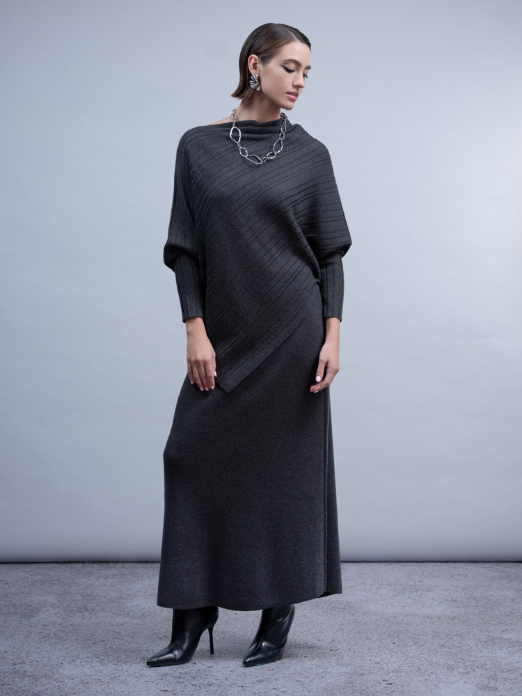 H2013 BATWING STYLE KNIT JUMPER CHARCOAL