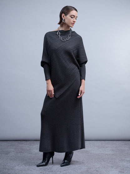 H2013 BATWING STYLE KNIT JUMPER CHARCOAL