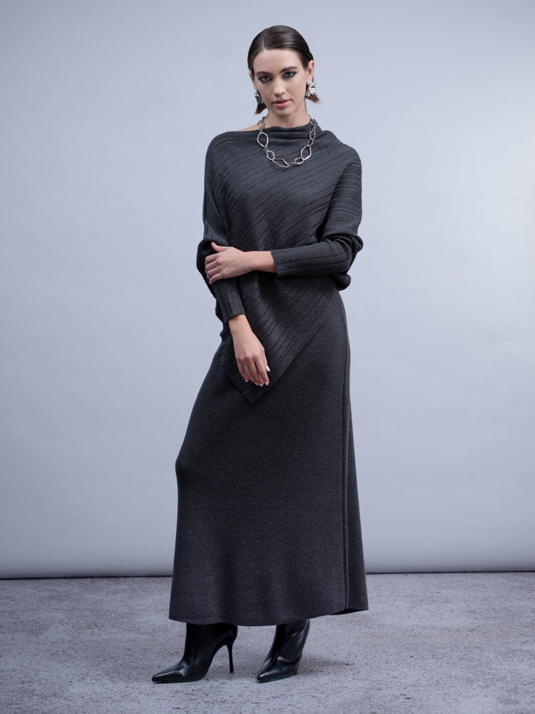 H2013 BATWING STYLE KNIT JUMPER CHARCOAL