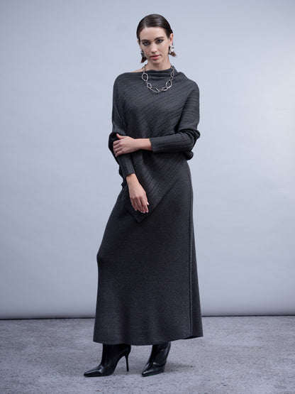 H2013 BATWING STYLE KNIT JUMPER CHARCOAL