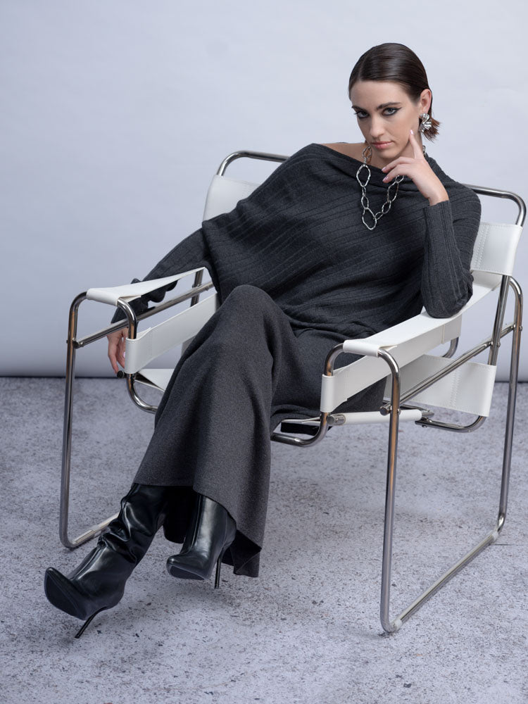 H2013 BATWING STYLE KNIT JUMPER CHARCOAL