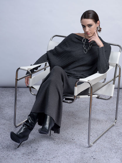 H2013 BATWING STYLE KNIT JUMPER CHARCOAL