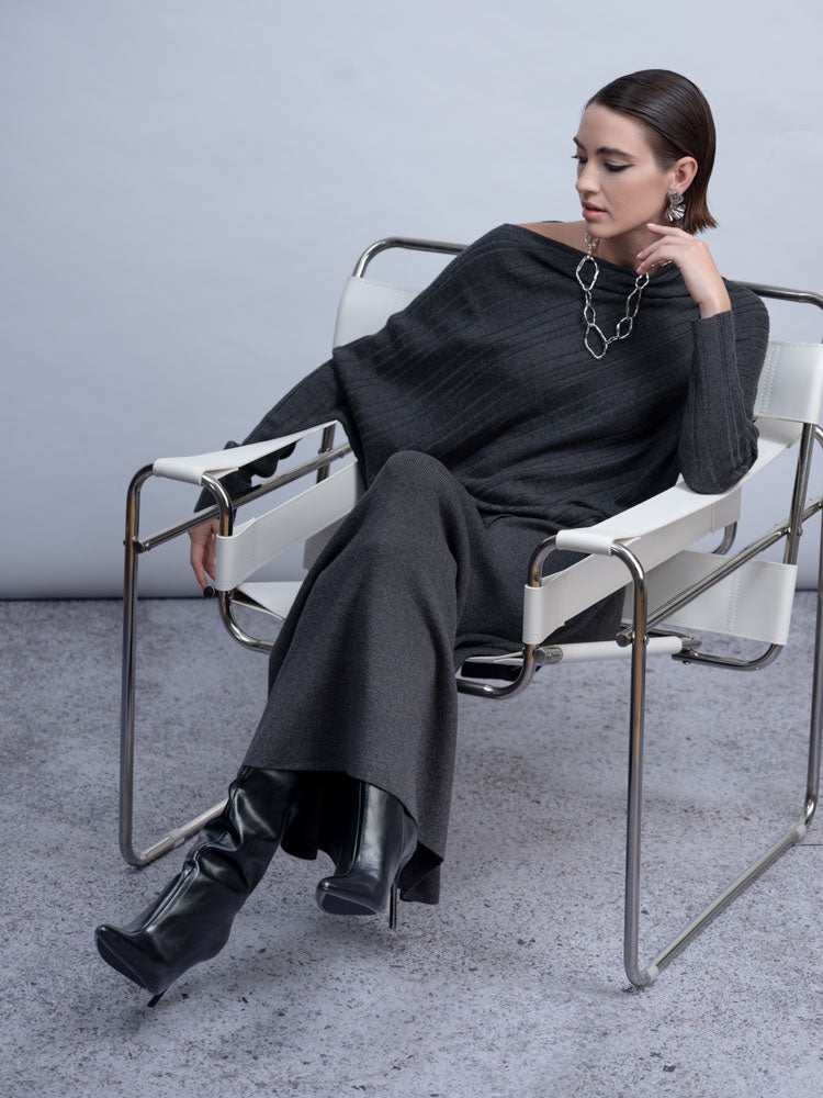 H2013 BATWING STYLE KNIT JUMPER CHARCOAL