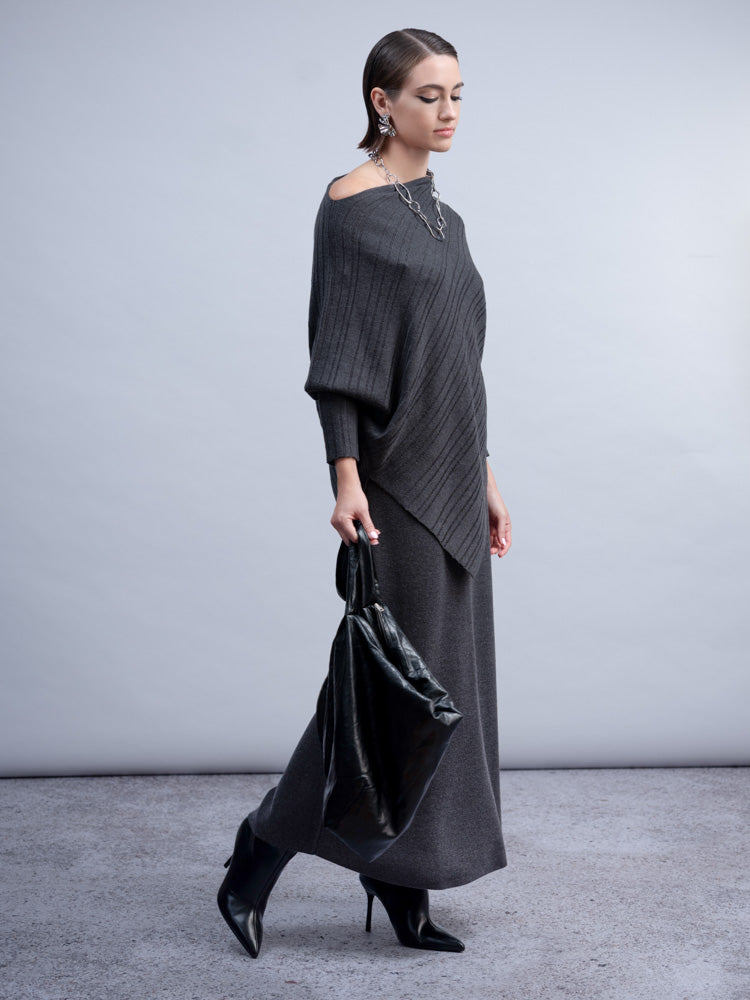 H2013 BATWING STYLE KNIT JUMPER CHARCOAL