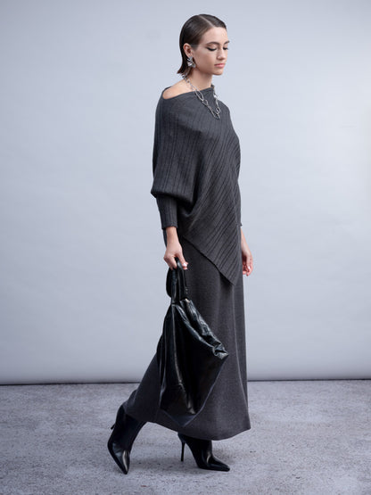 H2013 BATWING STYLE KNIT JUMPER CHARCOAL