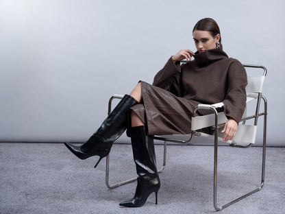 H2043 ROLL NECK SOFT KNIT JUMPER Brown