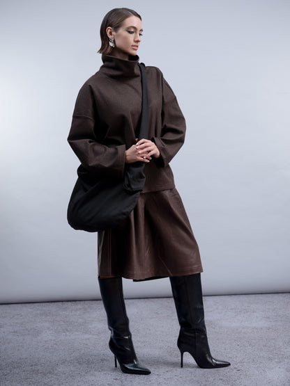 H2043 ROLL NECK SOFT KNIT JUMPER Brown