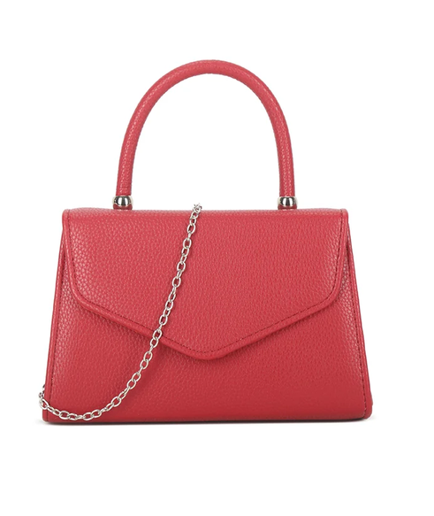 H2439 Metalic Handle Envelope Clutch Bag Cherry