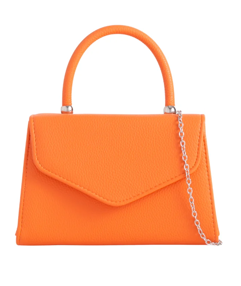 H2439 Metalic Handle Envelope Clutch Bag Orange