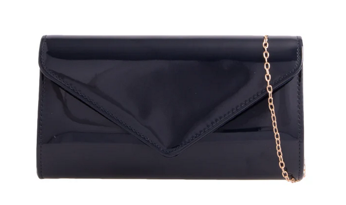 H2570 PALE NUDE PATENT CLUTCH Black