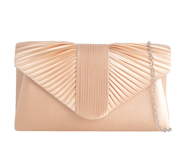 H2645 PLEATED FRONT ENVELOPE CLUTCH BAG Gold
