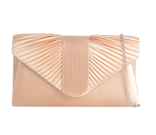 H2645 PLEATED FRONT ENVELOPE CLUTCH BAG Gold