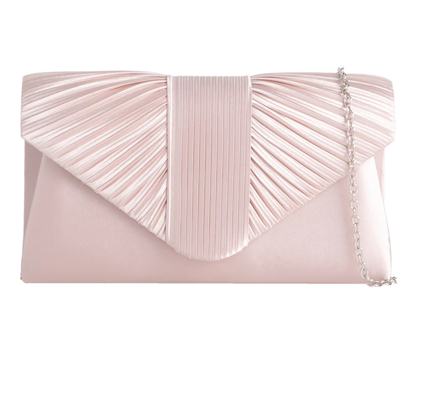 H2645 PLEATED FRONT ENVELOPE CLUTCH BAG Nude