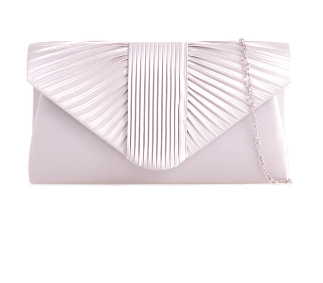H2645 PLEATED FRONT ENVELOPE CLUTCH BAG Silver