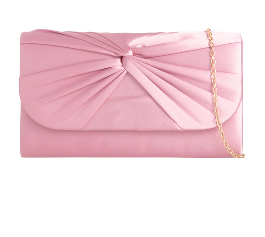 H2806 SATIN KNOT FRONT ENVELOPE CLUTCH BAG Pink