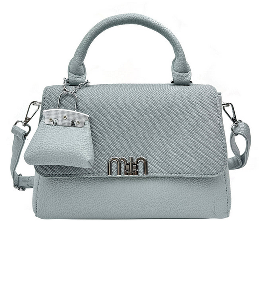 Hb25384-167 Fashionable Flap Over Crossbody Handbag with Charm Baby Blue