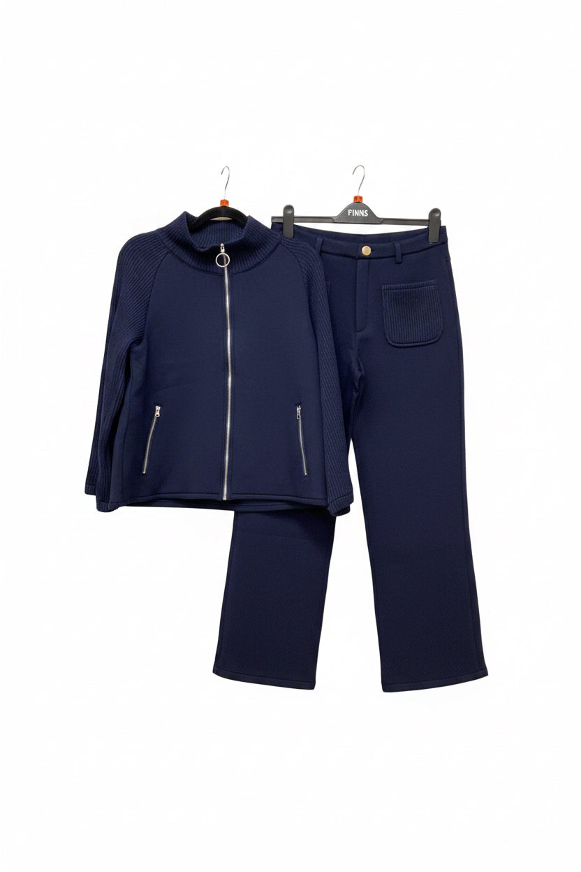 Ozzy zip up high neck casual jacket Navy