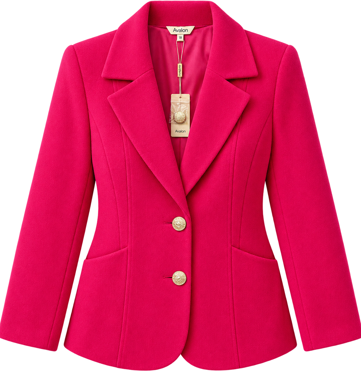 A01 BOILED WOOL LONG LINE BLAZER Fuchia
