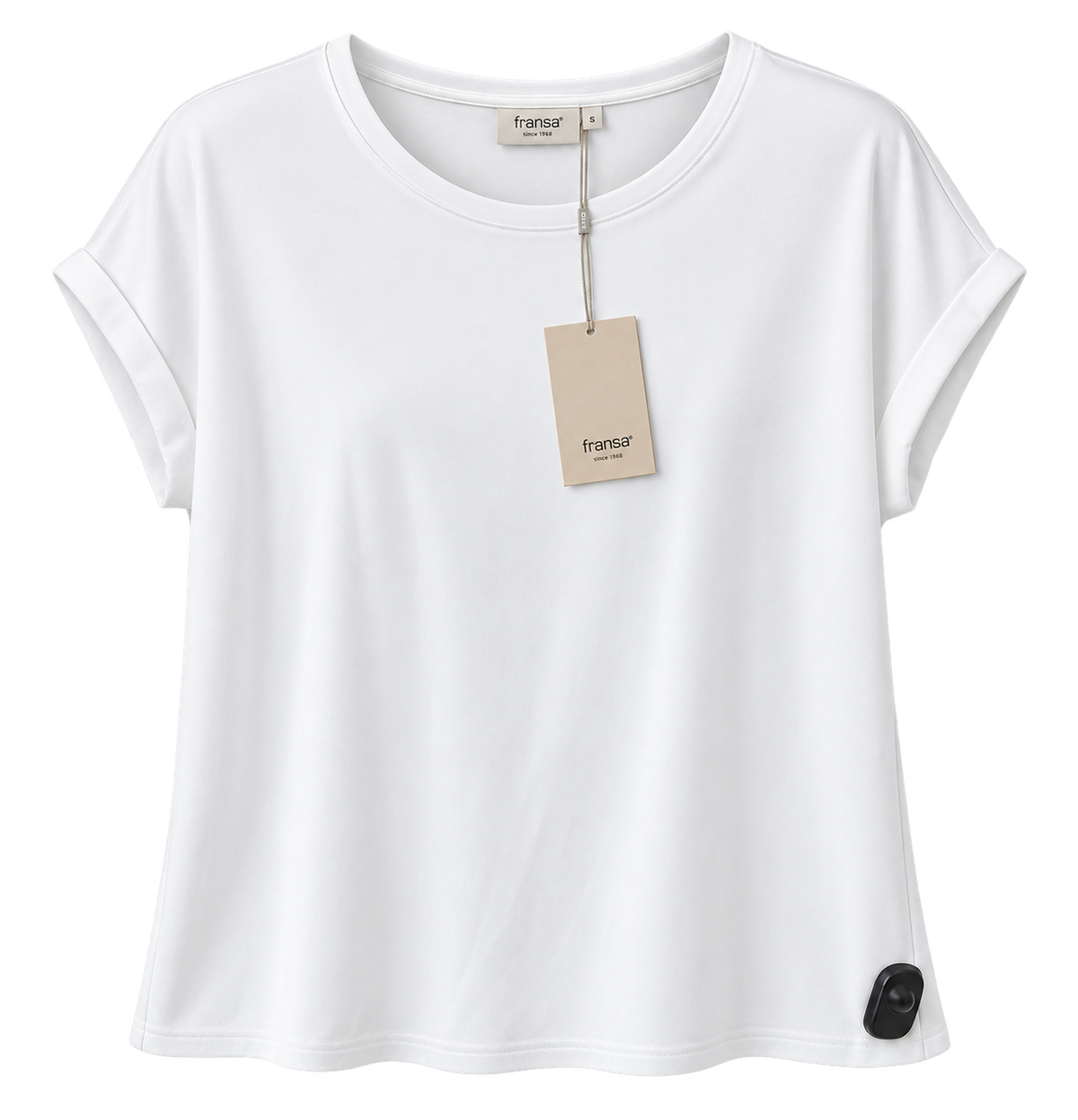 20610634Ss26 CAP SLEEVE ROUND NECK PRINT TEE Cream