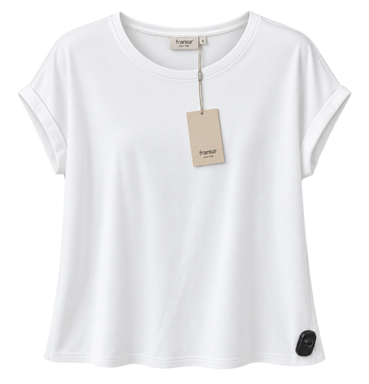 20610634Ss26 CAP SLEEVE ROUND NECK PRINT TEE Cream