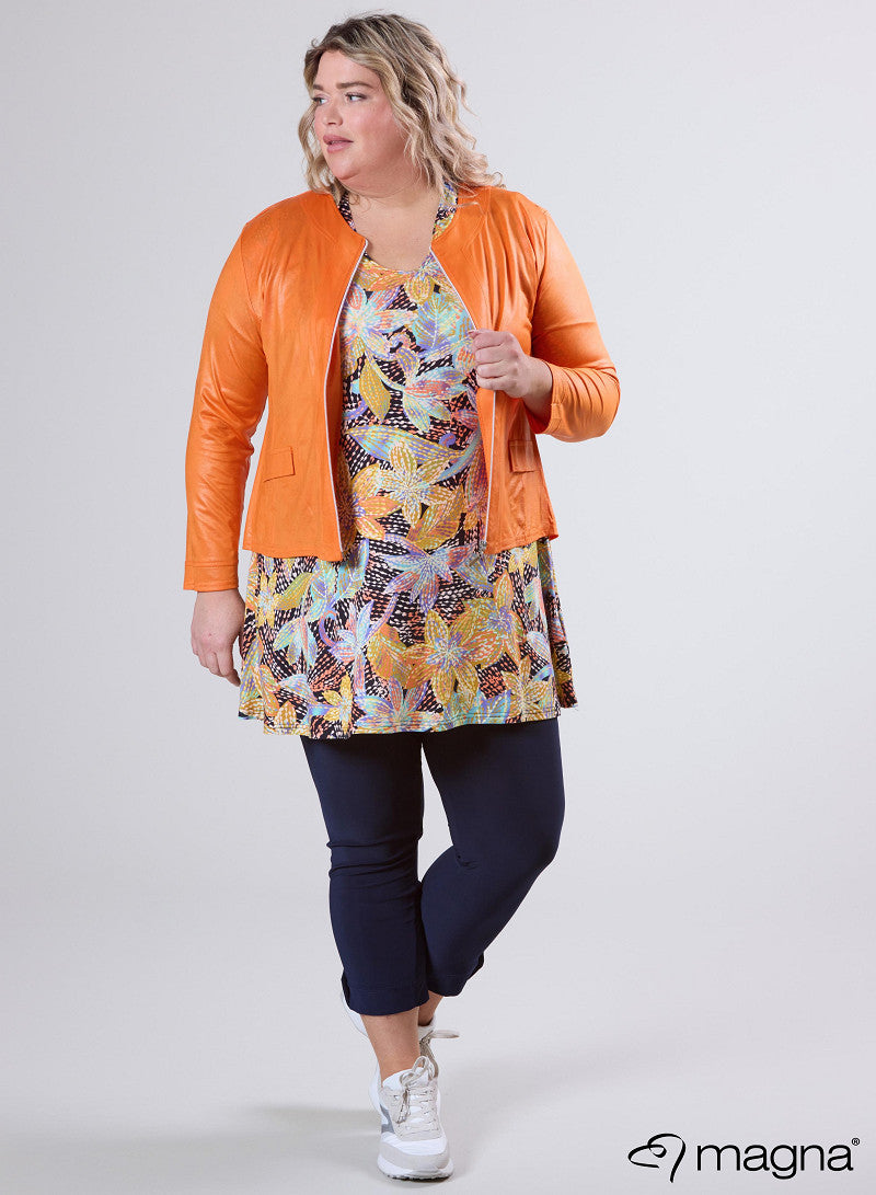 K-0031 SHORT LEATHERETTE ZIP UP LIGHT JACKET Orange
