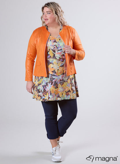 K-0031 SHORT LEATHERETTE ZIP UP LIGHT JACKET Orange