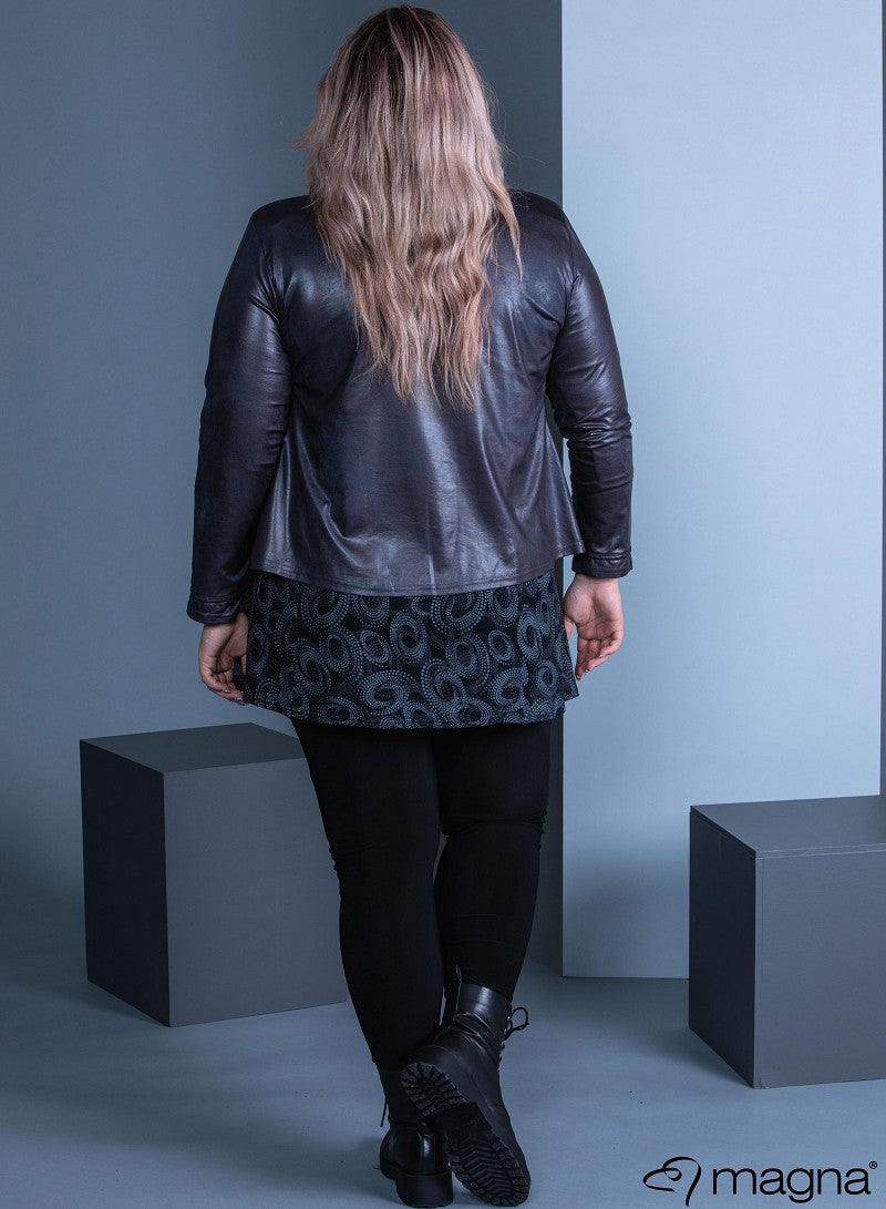 K-0031 SHORT LEATHERETTE ZIP UP LIGHT JACKET Grey