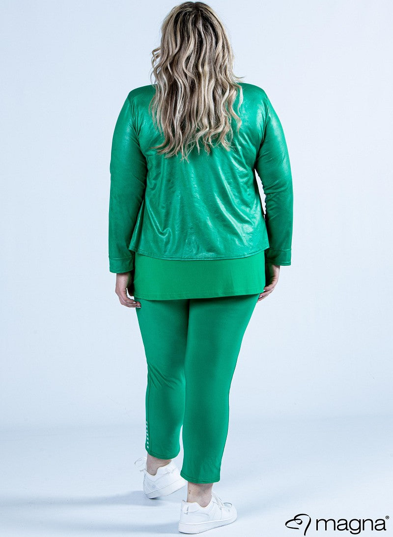 K-0031 SHORT LEATHERETTE ZIP UP LIGHT JACKET Kelly-Green